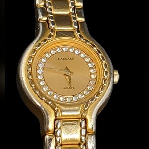 VINTAGE SEIKO LASALLE 18K GOLD PLATED WOMEN'S WATCH WITH SWAROVSKI CRYSTALS
